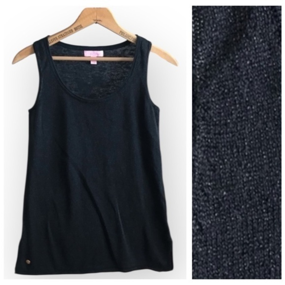 Lilly Pulitzer Black Metallic Gold Sparkle Knit Tank Top XXS